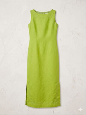 EUC Vintage 90s Jessica Howard Linen-Blend Maxi Dress, Lime, Size 6